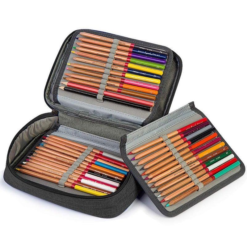 Number-one Large Capacity Pencil Case, 72 Slots Colored Pencil Pouch Bag Portable Pencil Holder Stationery Organizer with Compartments for Office and Travel, Black - Image 2